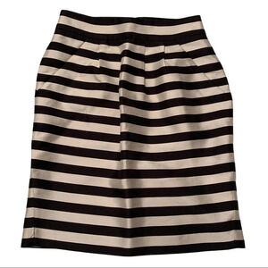 Banana Republic Black Cream Striped Short Zip Up Pocket Slit Skirt Size 0